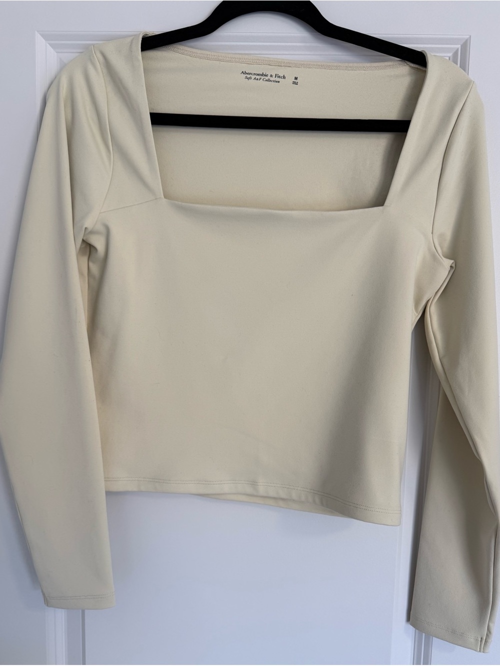 Abercrombie & Fitch Ivory Square-Neck Long Sleeve Top (NWT)